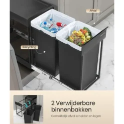 Bobbel Home Uitschuifbare Keukenprullenbak 2 x 15 Liter