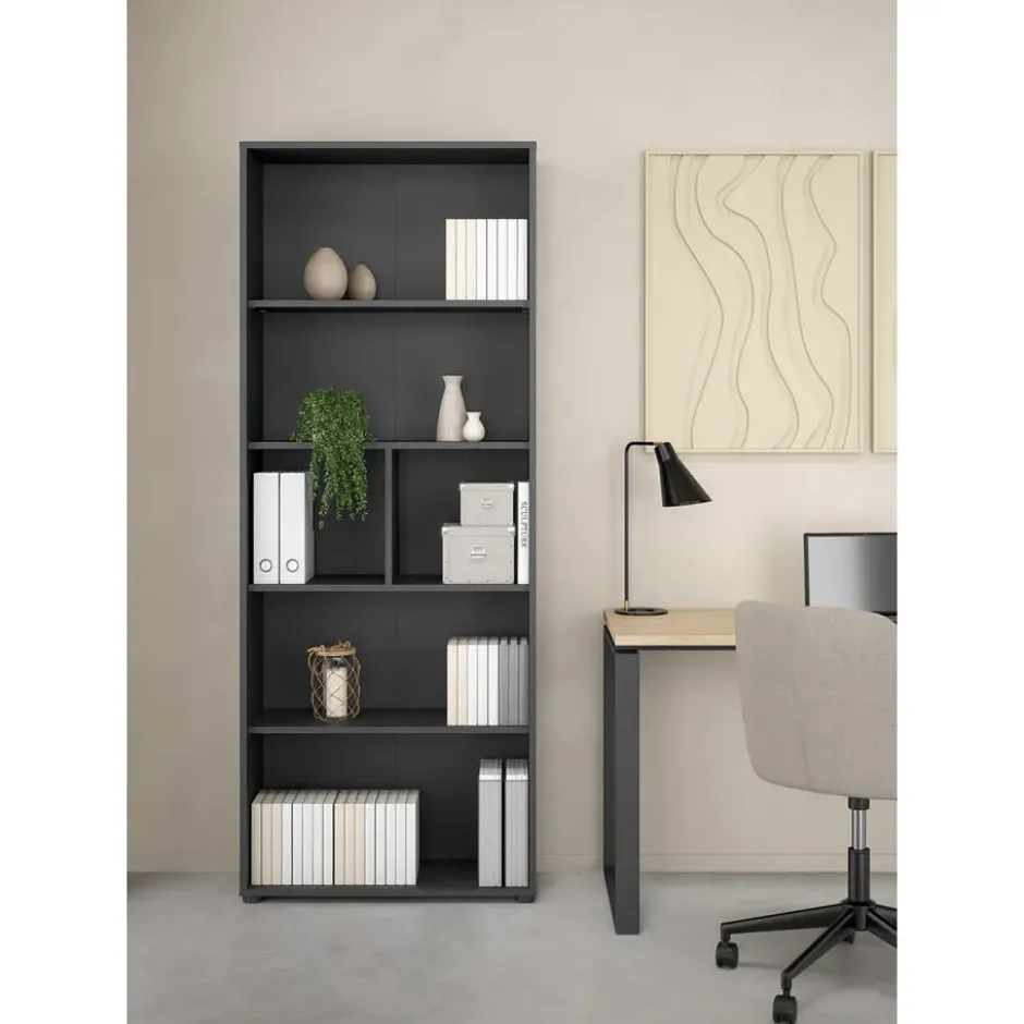 Boekenkast Grijs - 80x34x205cm - Sign