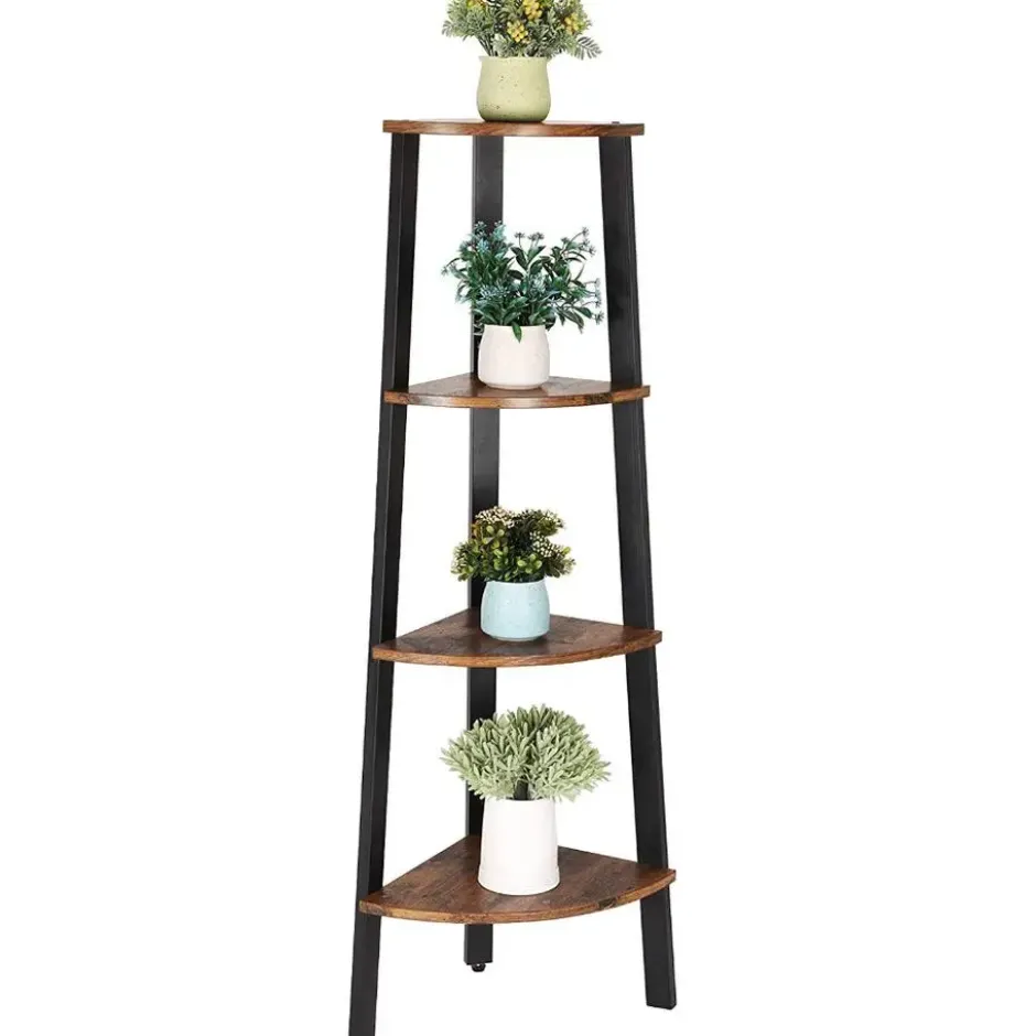 Boekenkast - hoekkast - 4 legplanken - 34x125x34 cm - vintage bruin