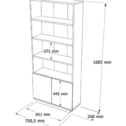 Boekenkast LOTULA - 75.5 cmx26.8 cmx168.3 cm - Natuurlijk licht Wit Hout paneel