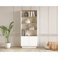 Boekenkast LOTULA - 75.5 cmx26.8 cmx168.3 cm - Natuurlijk licht Wit Hout paneel