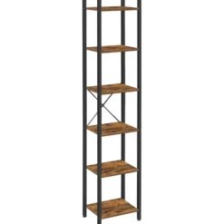 Boekenkast - Opbergrek Met 6 Planken - Open Planken - Vintage - Bruin/Zwart