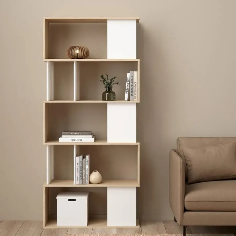 Boekenkast Wit - 80x31x174cm - Maze