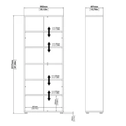 Boekenkast Wit - 90x40x220cm - Prima