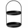Boltze Etagere 2-laags - zwart - RVS - H44 cm - Hightea/tapas