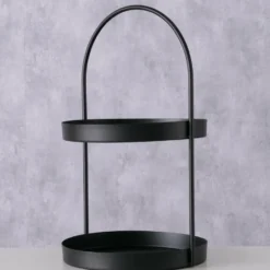 Boltze Etagere 2-laags - zwart - RVS - H44 cm - Hightea/tapas