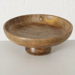 Boltze Fruitschaal/fruitmand - mango hout - D24 x H10 cm - bruin