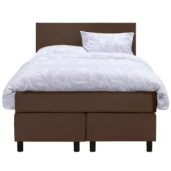 Boxspring Liv egaal - bruin - 120x200 cm - ronde poot