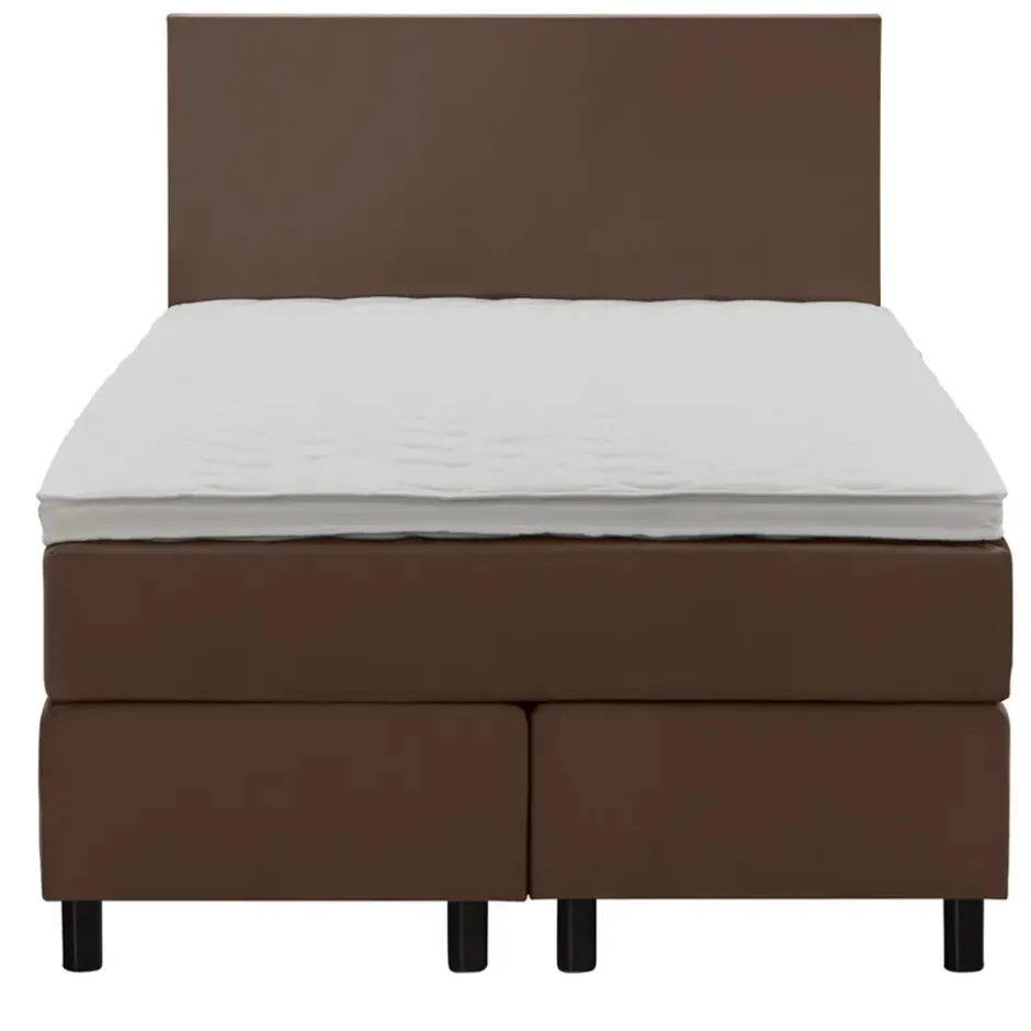 Boxspring Liv egaal - bruin - 120x200 cm - ronde poot