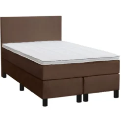 Boxspring Liv egaal - bruin - 120x200 cm - ronde poot