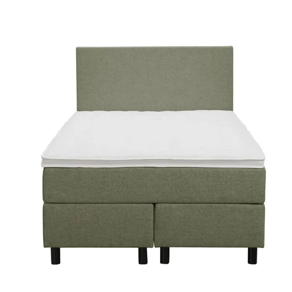 Boxspring Liv egaal - groen - 120x200 cm - ronde poot