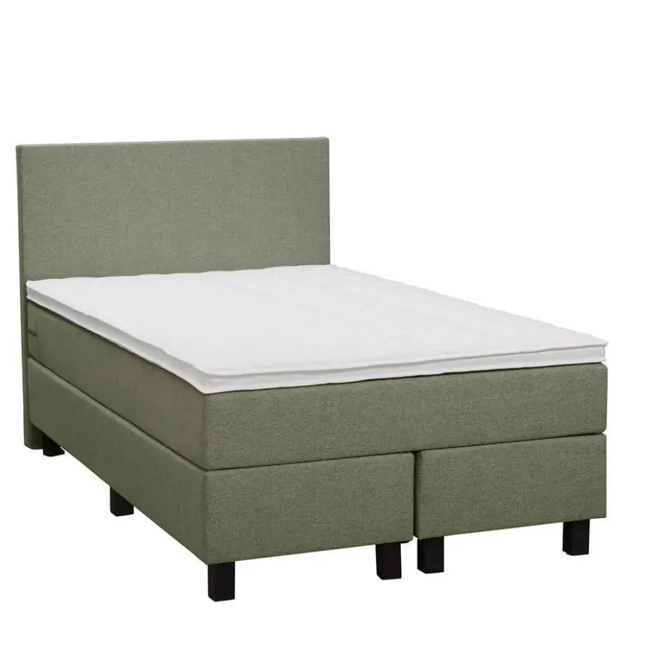 Boxspring Liv egaal - groen - 120x200 cm - vierkante poot