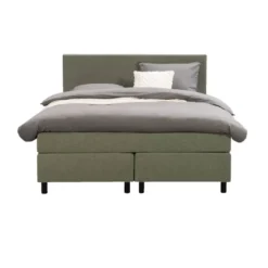 Boxspring Liv egaal - groen - 140x200 cm - ronde poot