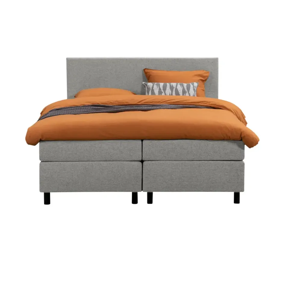Boxspring Liv egaal - lichtgrijs - 160x200 cm - ronde poot