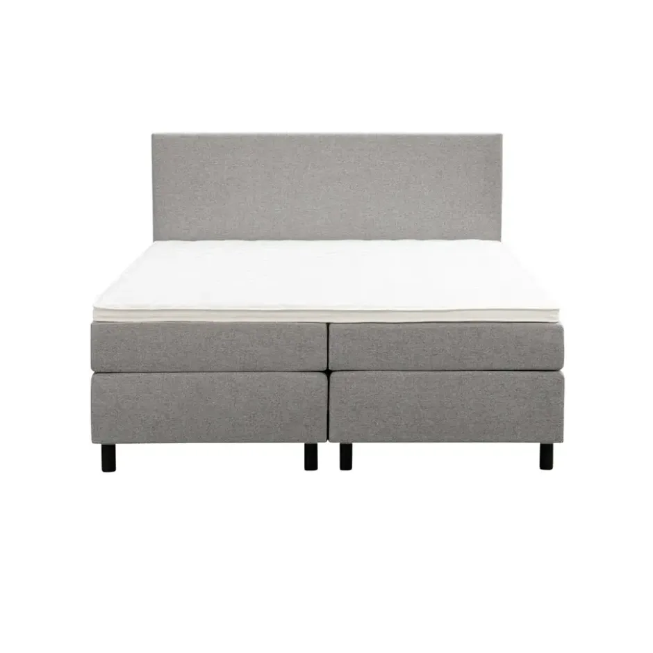 Boxspring Liv egaal - lichtgrijs - 160x200 cm - ronde poot