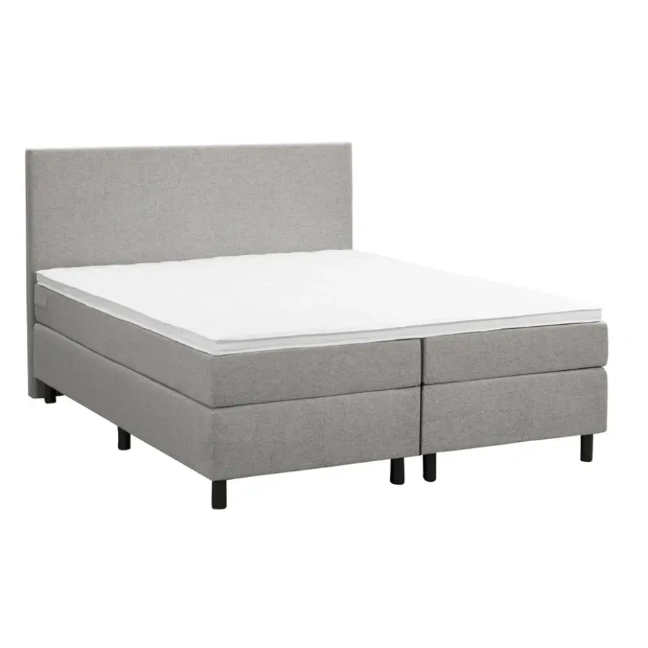 Boxspring Liv egaal - lichtgrijs - 160x200 cm - ronde poot