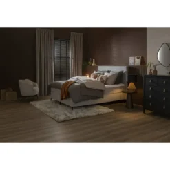 Boxspring Liv egaal - lichtgrijs - 90x200 cm - slanke poot