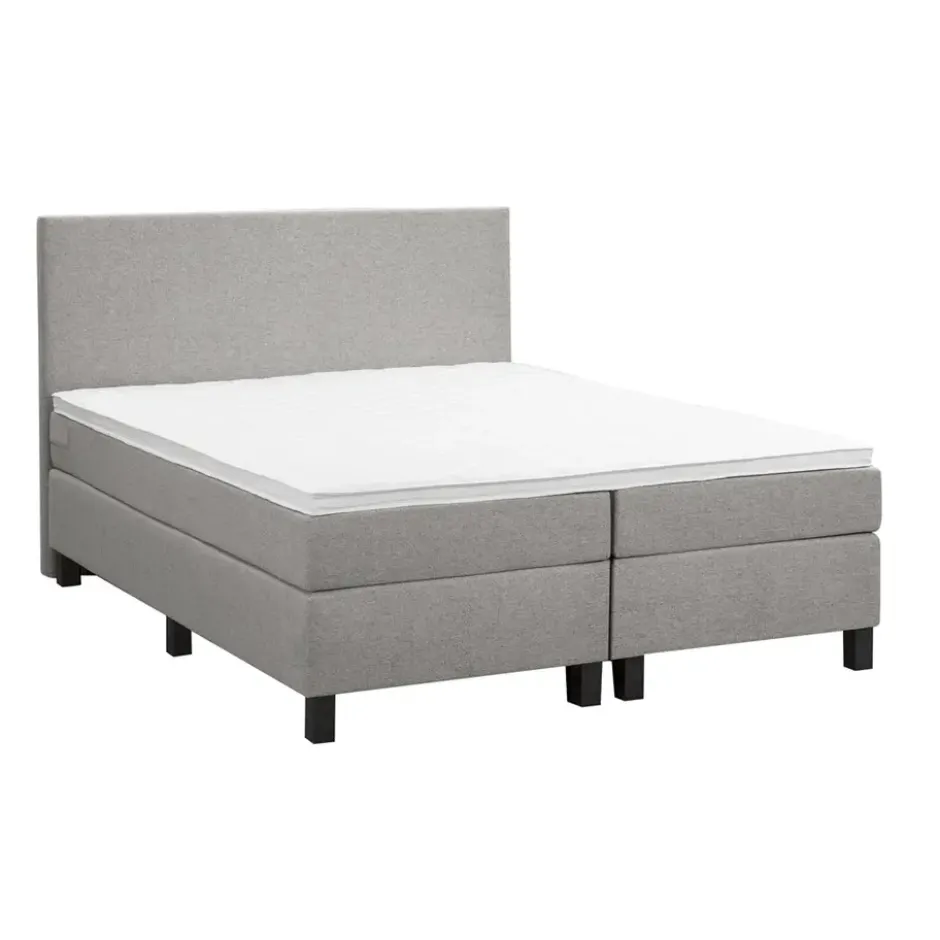 Boxspring Liv egaal - lichtgrijs - 160x200 cm - vierkante poot