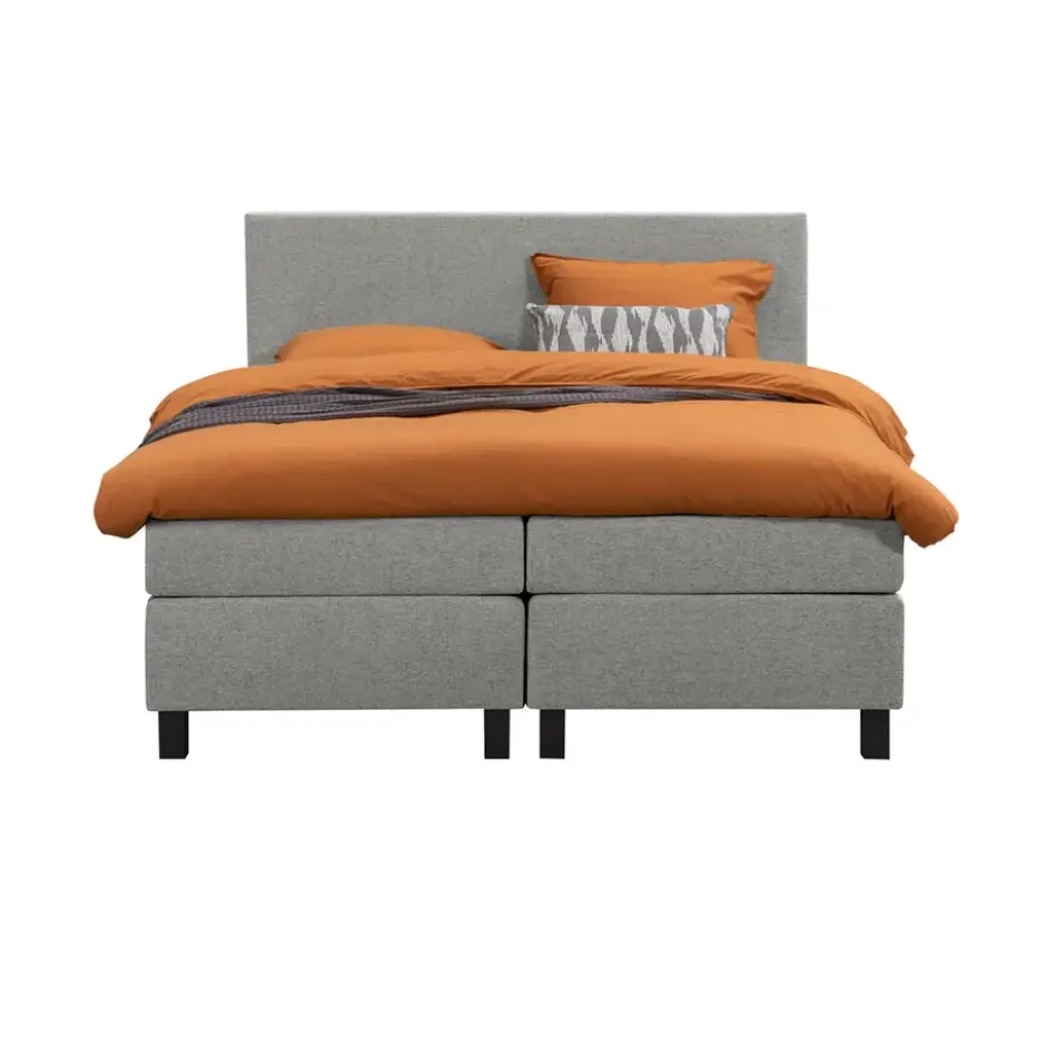 Boxspring Liv egaal - lichtgrijs - 160x200 cm - vierkante poot