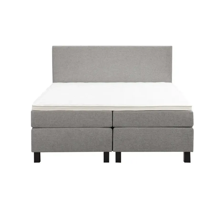 Boxspring Liv egaal - lichtgrijs - 160x200 cm - vierkante poot