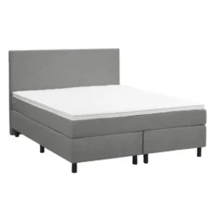 Boxspring Liv egaal - lichtgrijs - 140x200 cm - ronde poot
