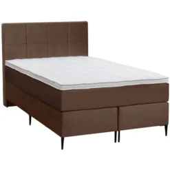 Boxspring Liv geblokt - bruin - 120x200 cm - slanke poot