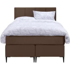 Boxspring Liv geblokt - bruin - 120x200 cm - slanke poot