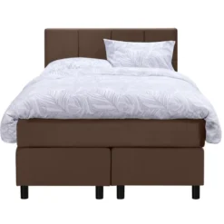 Boxspring Liv geblokt - bruin - 120x200 cm - ronde poot