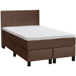 Boxspring Liv geblokt - bruin - 120x200 cm - ronde poot