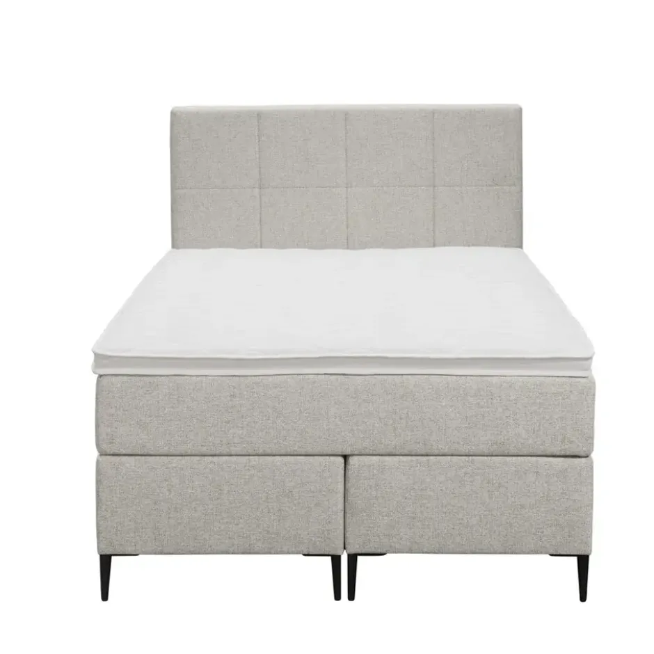 Boxspring Liv geblokt - ecru - 120x200 cm - slanke poot