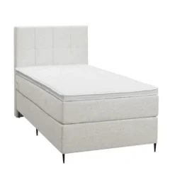 Boxspring Liv geblokt - ecru - 90x200 cm - slanke poot