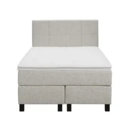 Boxspring Liv geblokt - ecru - 120x200 cm - vierkante poot