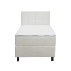 Boxspring Liv geblokt - ecru - 90x200 cm - ronde poot