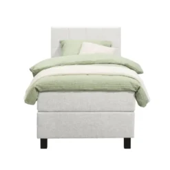 Boxspring Liv geblokt - ecru - 90x200 cm - vierkante poot