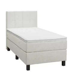 Boxspring Liv geblokt - ecru - 90x200 cm - vierkante poot