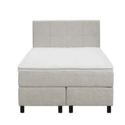 Boxspring Liv geblokt - ecru - 120x200 cm - ronde poot
