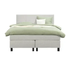 Boxspring Liv geblokt - ecru - 140x200 cm - vierkante poot