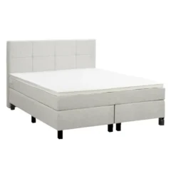 Boxspring Liv geblokt - ecru - 140x200 cm - vierkante poot