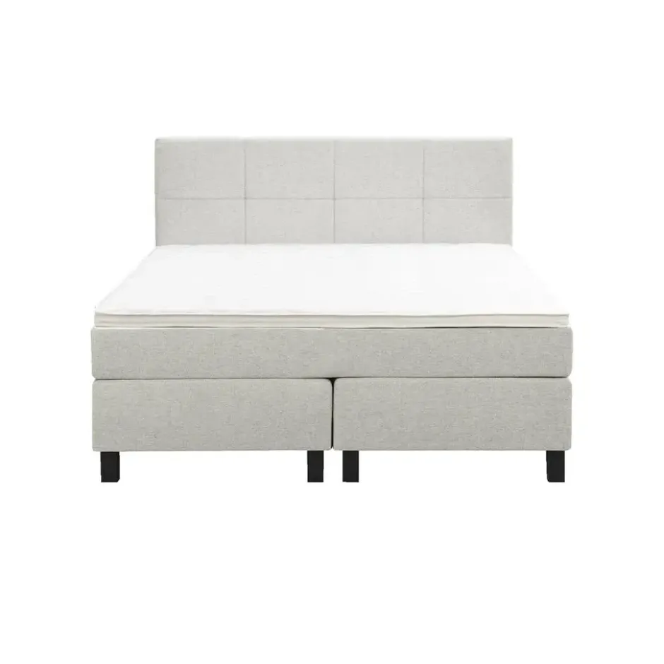 Boxspring Liv geblokt - ecru - 140x200 cm - vierkante poot