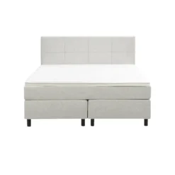 Boxspring Liv geblokt - ecru - 140x200 cm - ronde poot