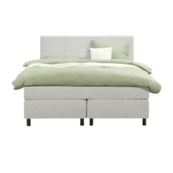 Boxspring Liv geblokt - ecru - 140x200 cm - ronde poot