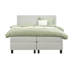 Boxspring Liv geblokt - ecru - 160x200 cm - vierkante poot
