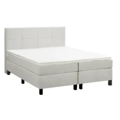 Boxspring Liv geblokt - ecru - 160x200 cm - vierkante poot