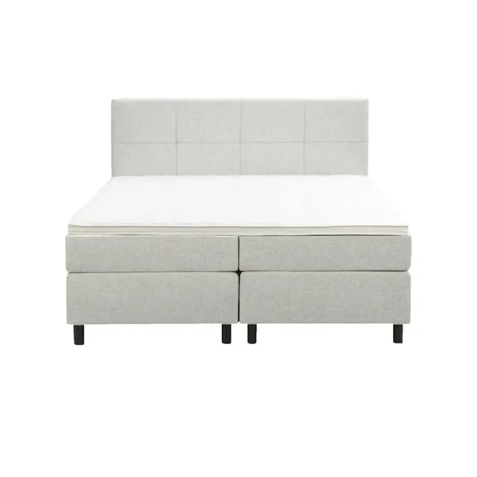 Boxspring Liv geblokt - ecru - 160x200 cm - ronde poot