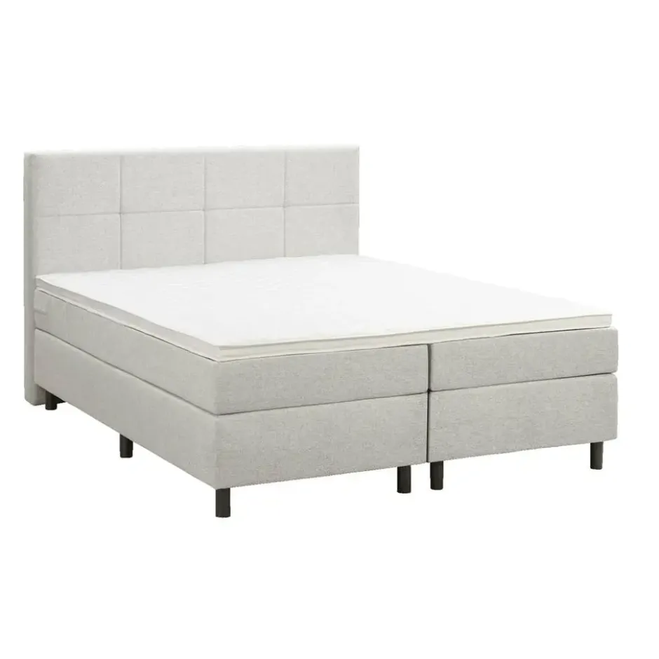 Boxspring Liv geblokt - ecru - 180x200 cm - ronde poot
