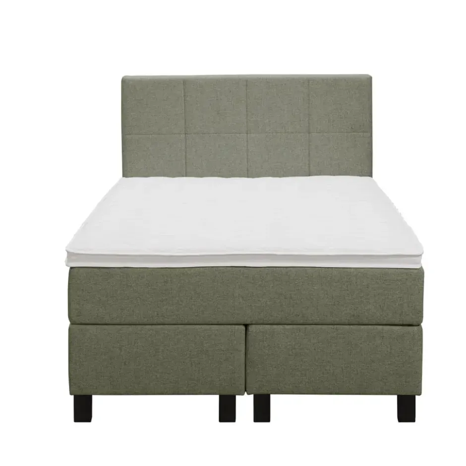 Boxspring Liv geblokt - groen - 120x200 cm - vierkante poot
