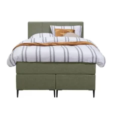 Boxspring Liv geblokt - groen - 120x200 cm - slanke poot