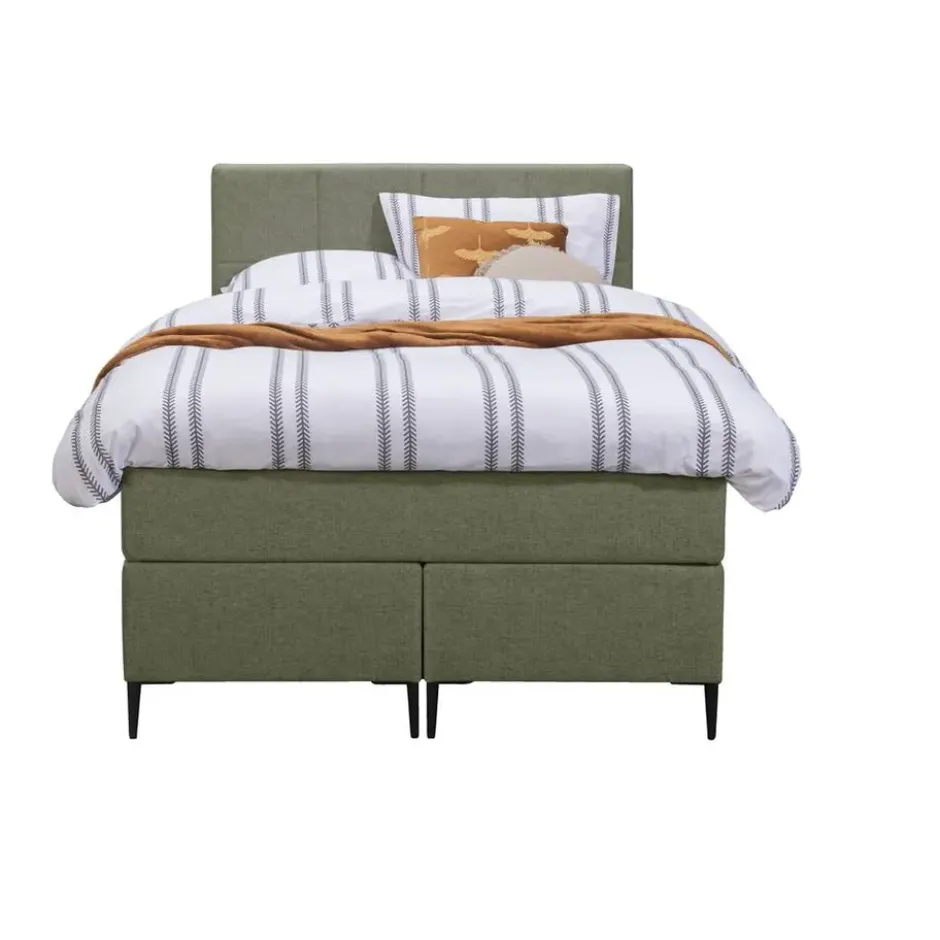 Boxspring Liv geblokt - groen - 120x200 cm - slanke poot