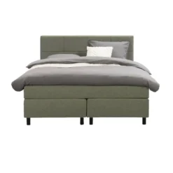 Boxspring Liv geblokt - groen - 140x200 cm - ronde poot