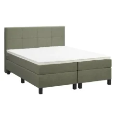 Boxspring Liv geblokt - groen - 160x200 cm - vierkante poot